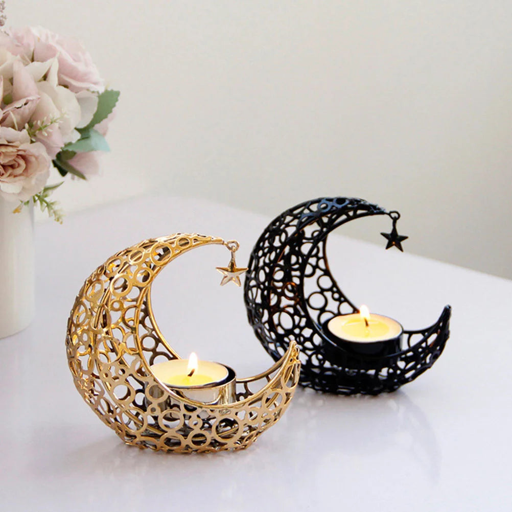 Moon Candle Holder Hollow Metal