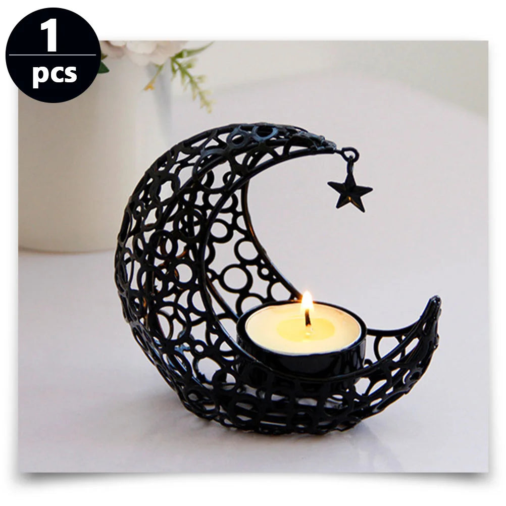 Moon Candle Holder Hollow Metal