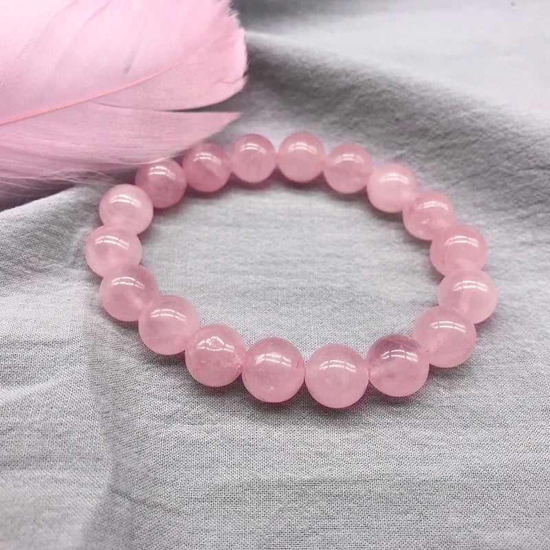 Pink Rose Powder crystal Quartz Natural Stone  Bracelet