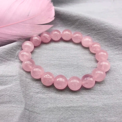 Pink Rose Powder crystal Quartz Natural Stone  Bracelet