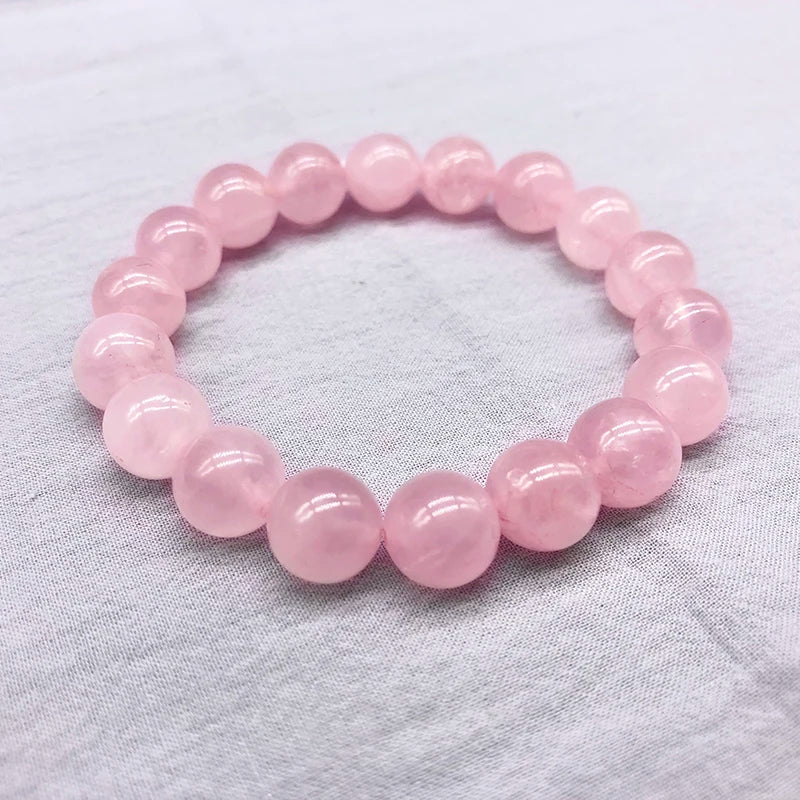 Pink Rose Powder crystal Quartz Natural Stone  Bracelet