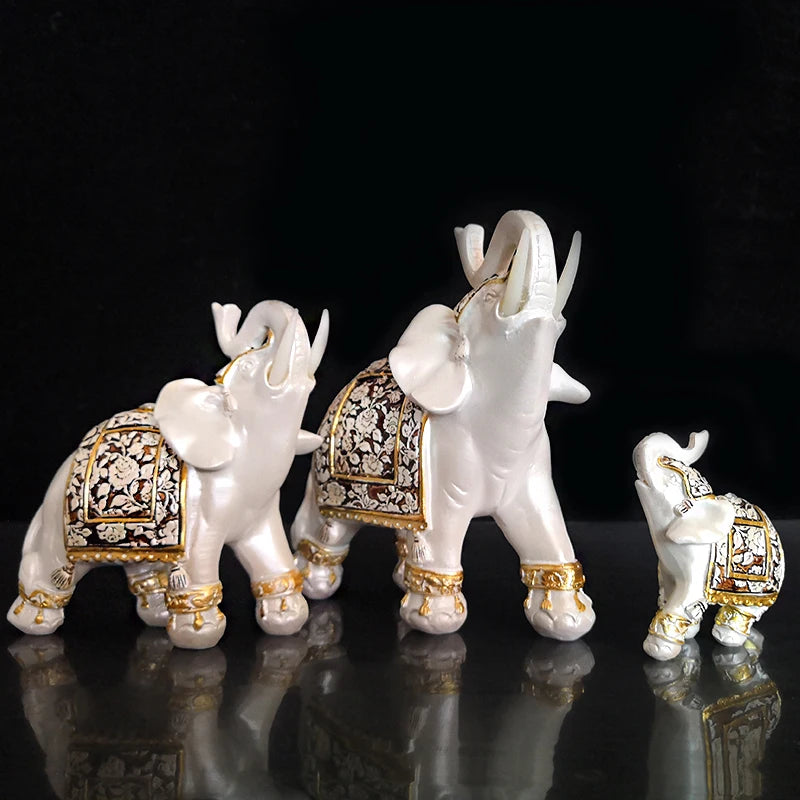 Fengshui Elephant Trio Sculpture