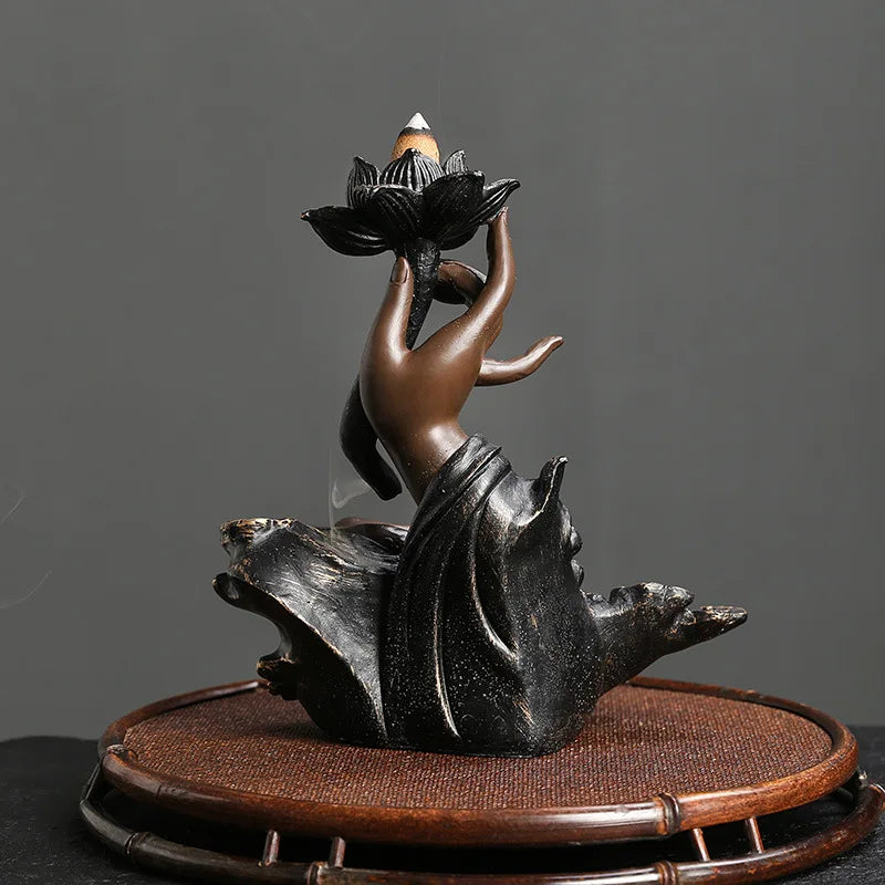 Lotus Buddha Hand Incense Waterfall