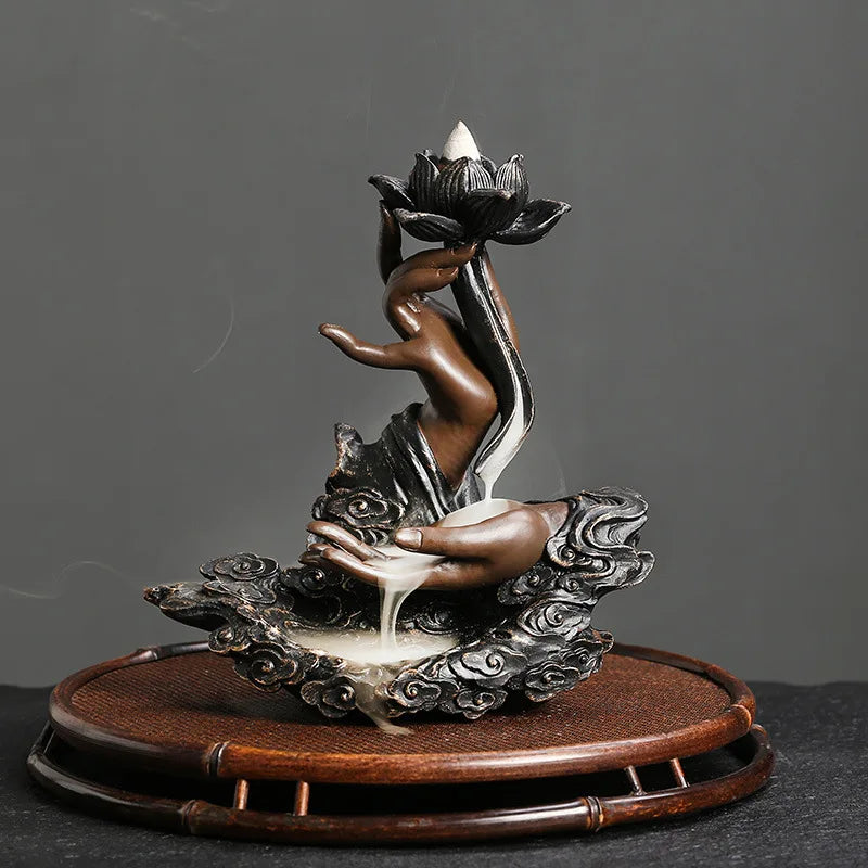 Lotus Buddha Hand Incense Waterfall