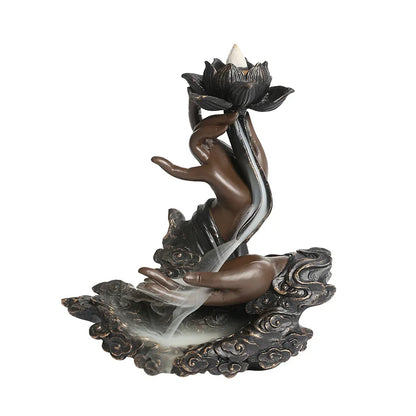 Lotus Buddha Hand Incense Waterfall