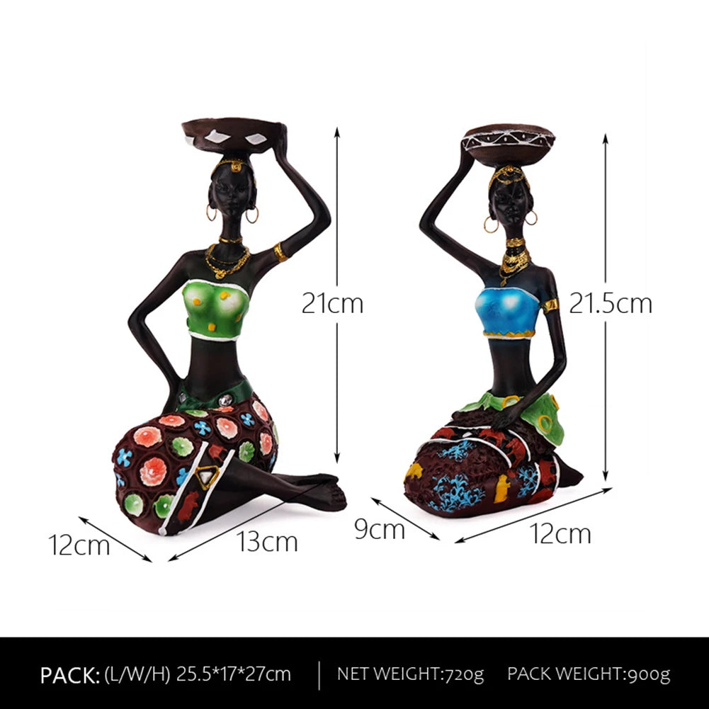 African Women Resin Candle Stand Exquisite Creative Chic for Anniversary (1 Set)