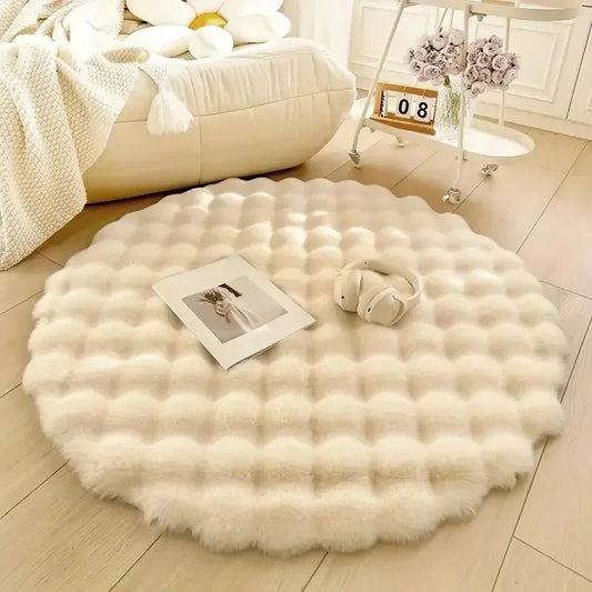 Bubble Fleece  Carpet Round Simple Solid Color