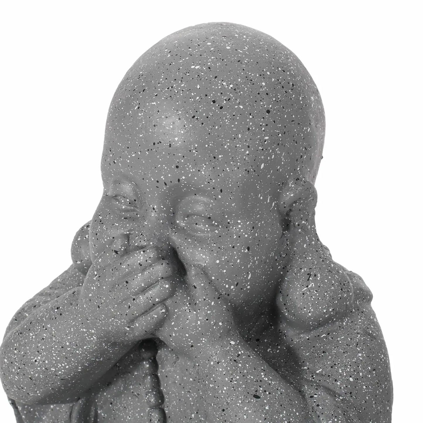 Conneaut outdoor Speak No Evil Monk Garden Statue, stone gray-