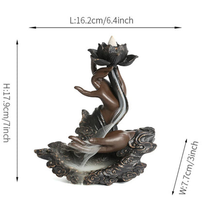 Lotus Buddha Hand Incense Waterfall